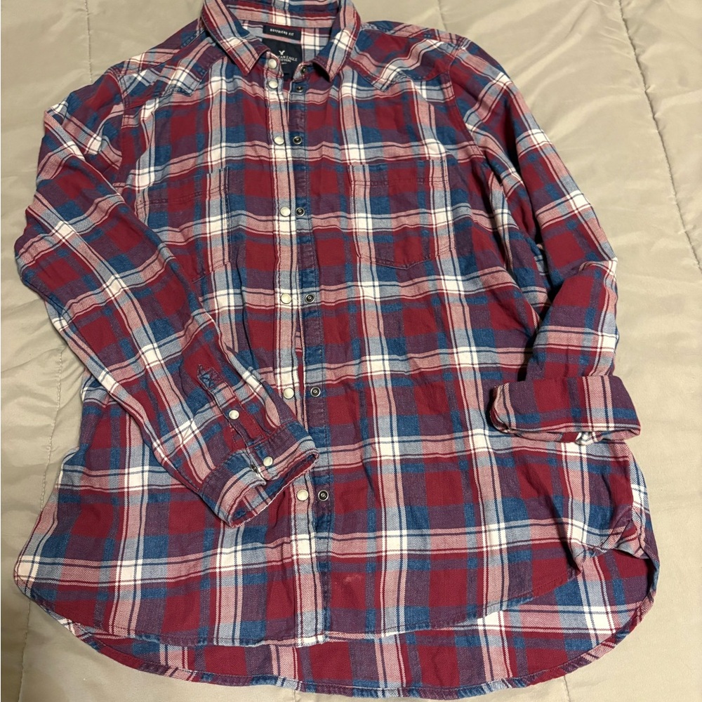 American Eagle Boyfriend Fit Plaid Flannel Shirt Women’s XL